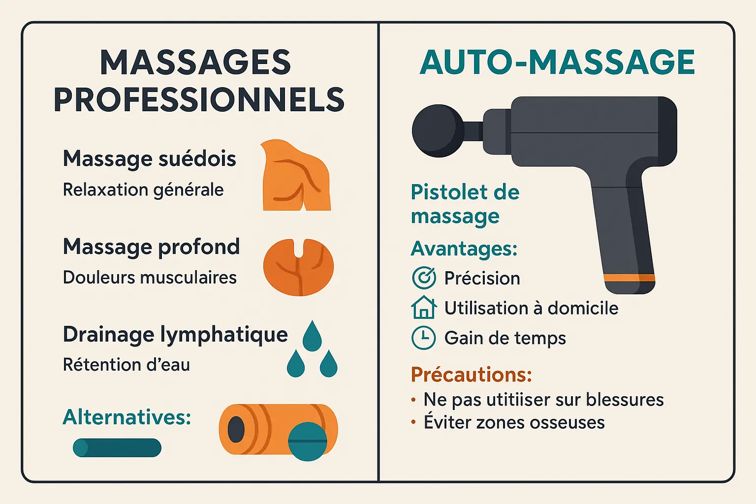 Comparaison entre massages professionnels et auto-massage