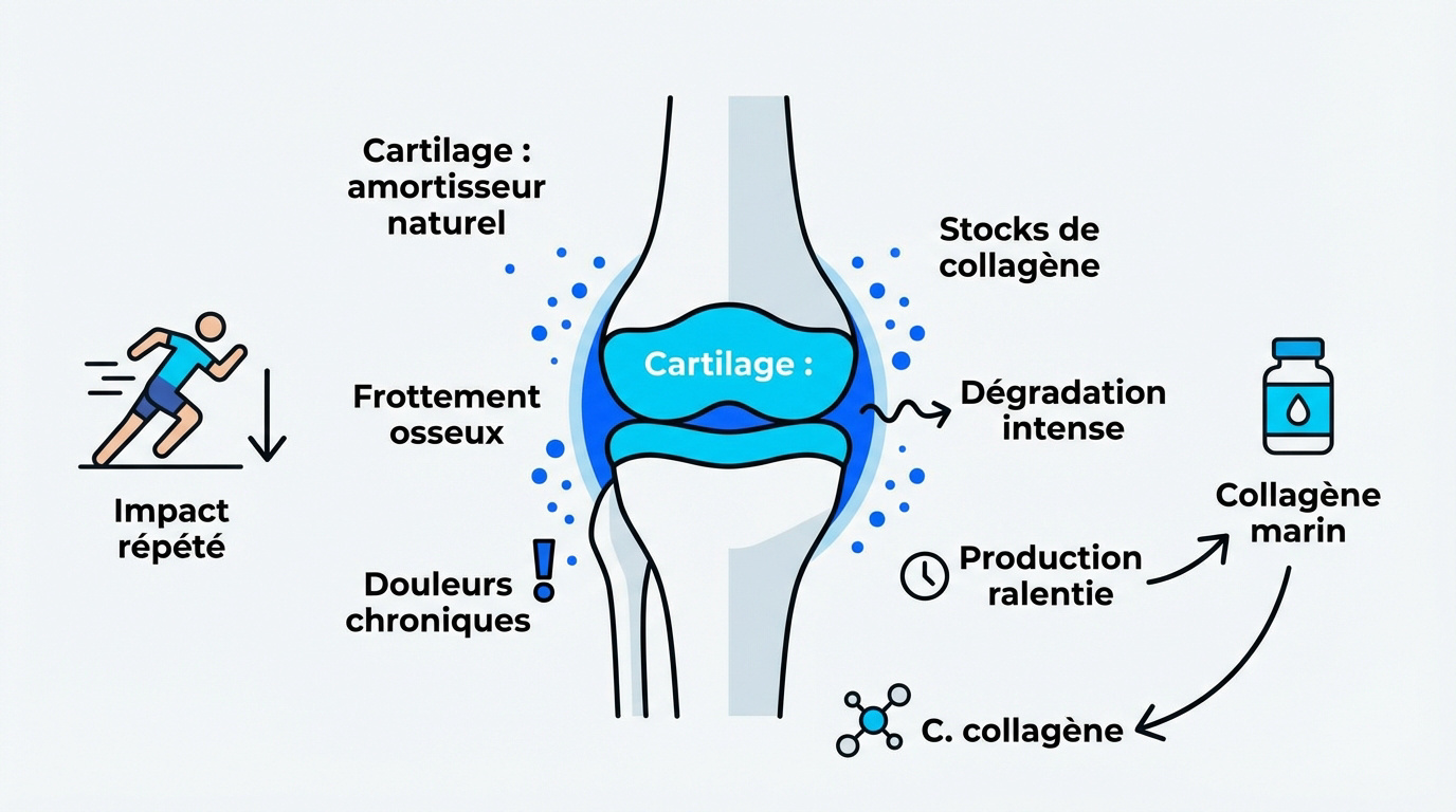 Structure du cartilage articulaire renforcée par le collagène pour la course à pied